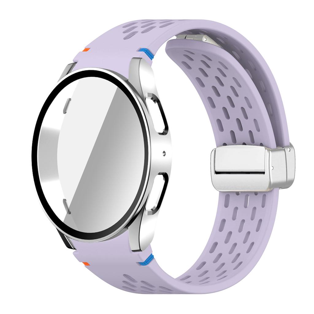 Case+Strap for Samsung Galaxy Watch 7 6 5 4 40/44mm Silicone Magnetic Band Tempered Glass Screen Film PC Protector Cover Bumper