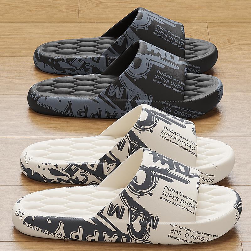 Order A Size Up Mens Summer Slippers Beach Sandals Flip Flop Printing Thick Soled Boys Girls Unisex Home Bath Shoe Large Size 44-45