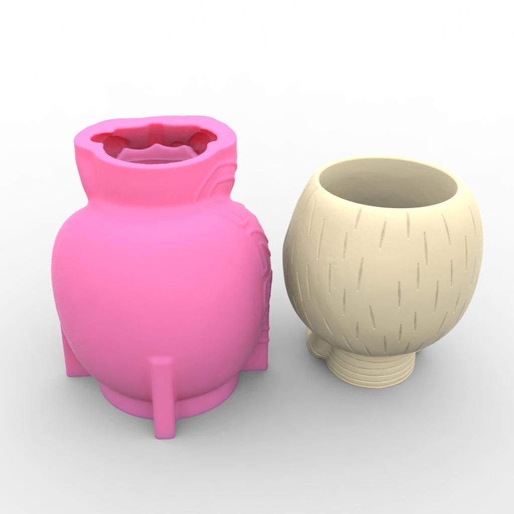 Face Flower Pot Silicone Mold Succulent Planter Concrete Mold Cute Concrete Cement Mold for DIY Pen Holder,Home Decors