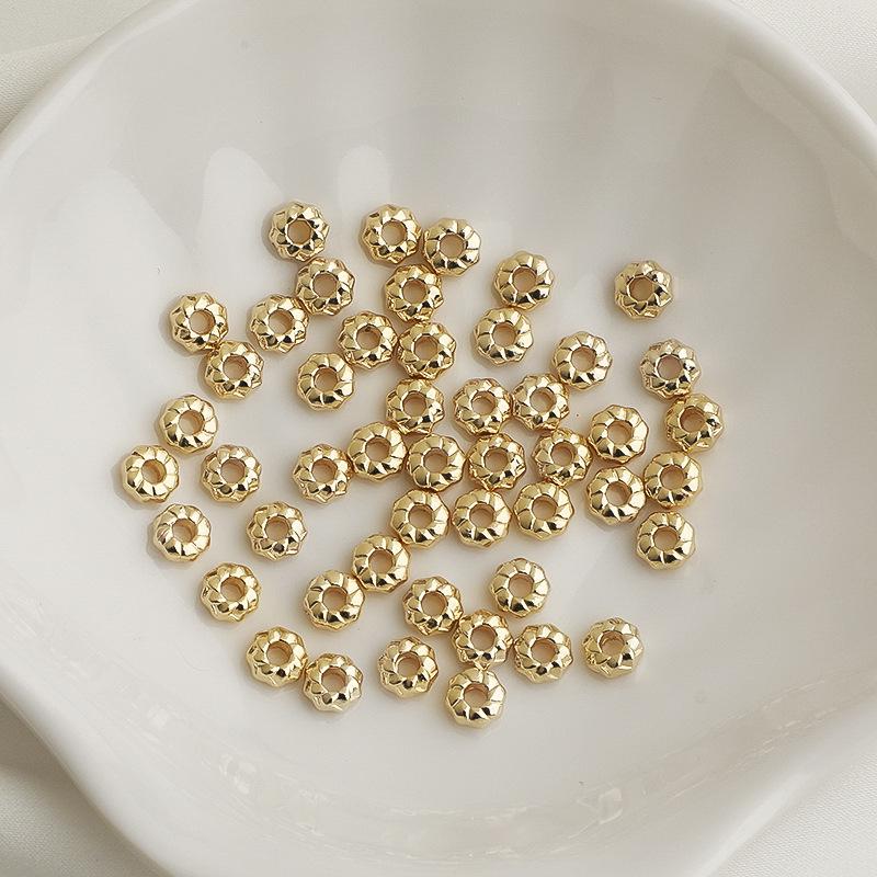 14K Gold-Filled Sunflower Charm Bracelet/Necklace Beads - Melon Pattern Spacers for DIY Jewelry
