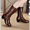 Fashion Ladies Knee High Winter Boots Soft Leather Boots Woman Black Zip Warm Women Thigh High Round Toe Boots Shoes