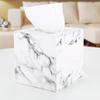 European Luxury Pu Leather Marble Square Table Tissue Box Dispenser Storage Napkin Case for Roll Paper