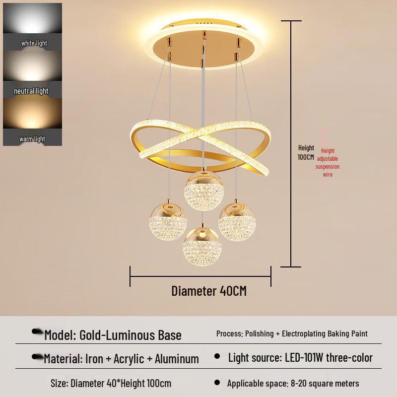 Modern Minimalist Gold 4-Sphere LED Pendant Light