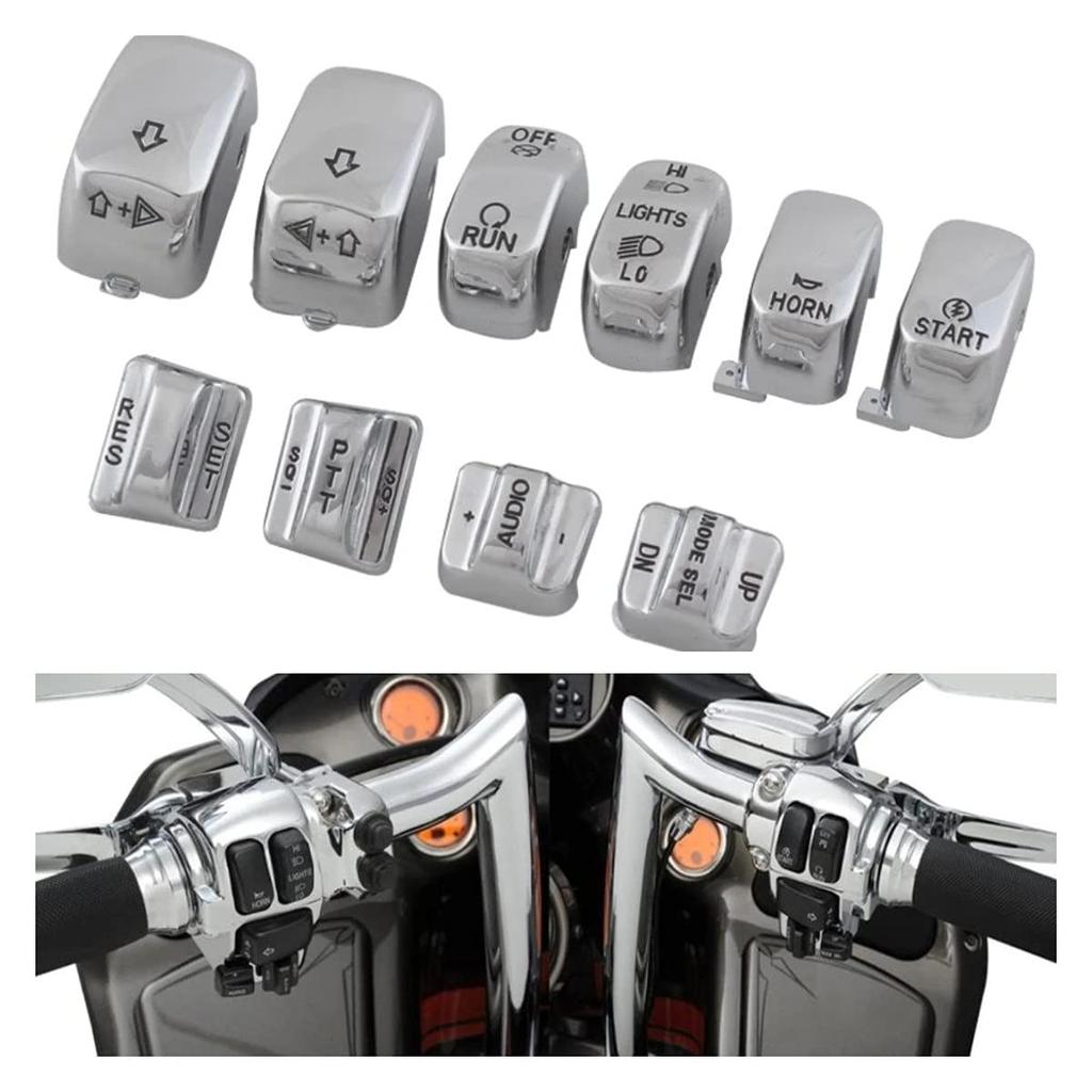 Chrome Hand Control Switch Housing Switch Cap Kit Compatible for Harley Davidson Touring Electra Road Glide Road King Tri Glide Ultra FLHTCU FLTR