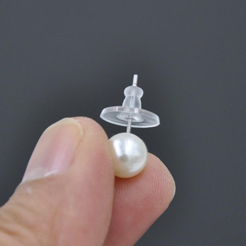 Pack of 100 Silicone Earring Plugs Earrings Back Clear Rubber Ear Studs Stoppers Comfortable Closures for Heavy Earrings