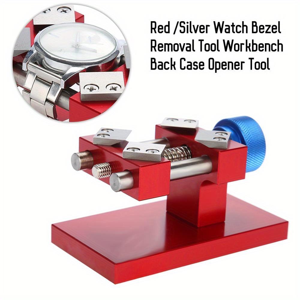Professional Watch Bezel Opener Removal Tools Workbench Back Case Opener Tool Watch Parts Repair Tool for Watchmaker Red /Silver