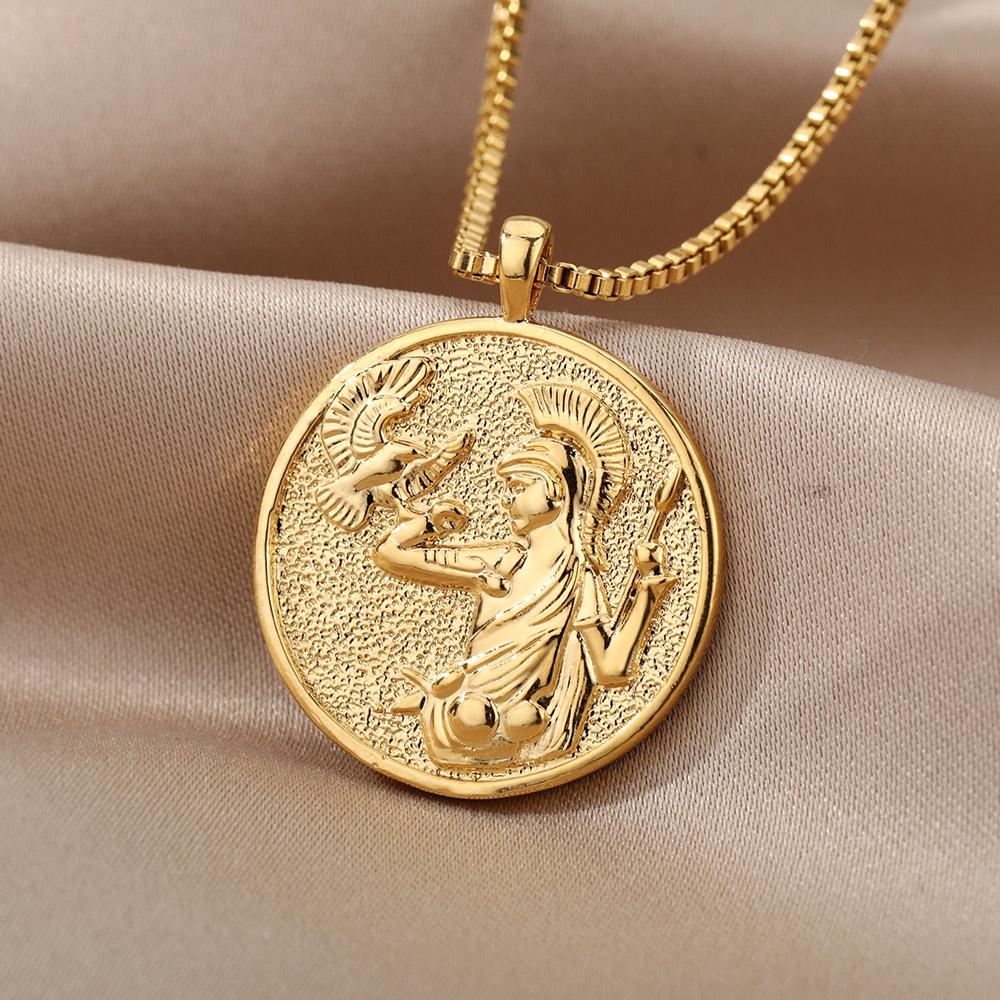 Aphrodite Necklace for Women Gold Color Greek Mythology Goddess Pendant Choker Necklace Goth Jewelry Mothers Day Gift 2024