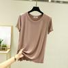 Ice Silk Round Neck Short-sleeved T-shirt, Thin Flying Edge, Sweet and Simple Bottoming Shirt, Slim Slimming Women's Top