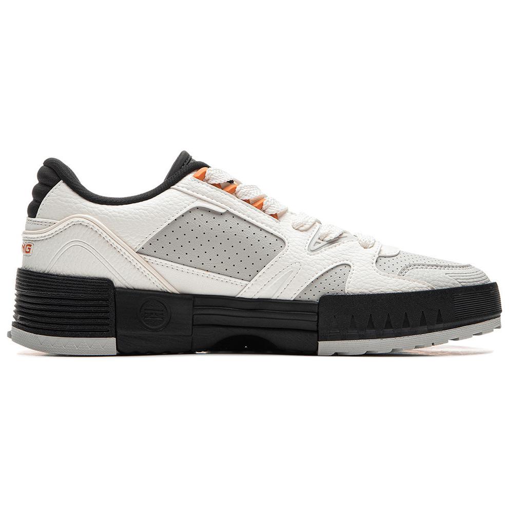 New LiNing Li Cheng Slip Resistant Cushioning Wear Resistant Low Top Skateboard Shoes Men's White Black AGCU335-4