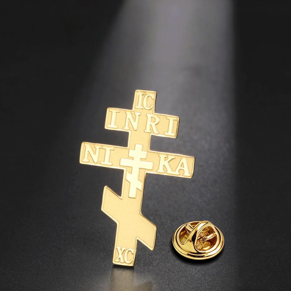 Orthodox Cross Lapel Pin IC XC NIKA INRI Christian Religious Brooch Eastern Orthodox Brooch Faith Jewelry for Daily Wear