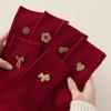 Big Red Socks New Year'S Red Socks Medium Tube Sweat-Absorbing Cotton Socks Embroidered Versatile Year Of The Horse Double Needle Stacking Socks