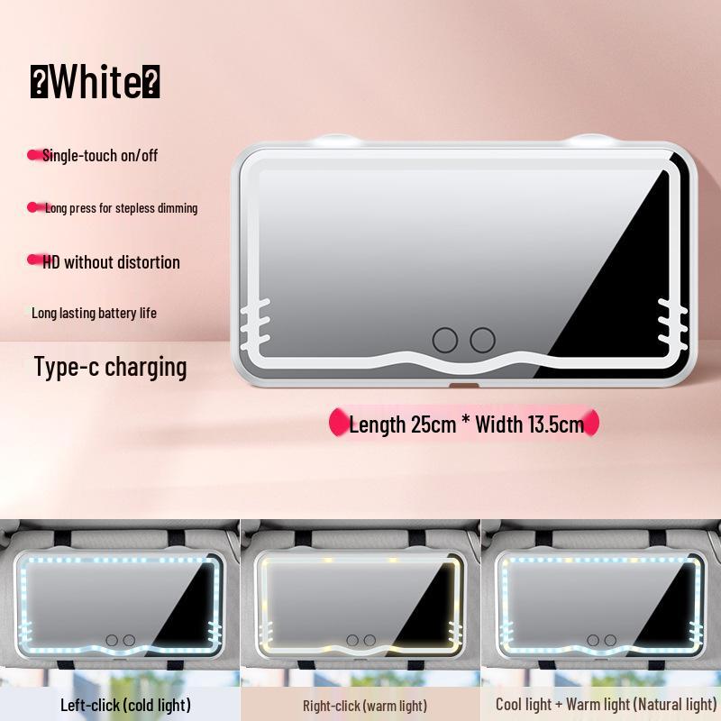 

LED Car Sun Visor Makeup Mirror with Stepless Dimming and HD Light белый