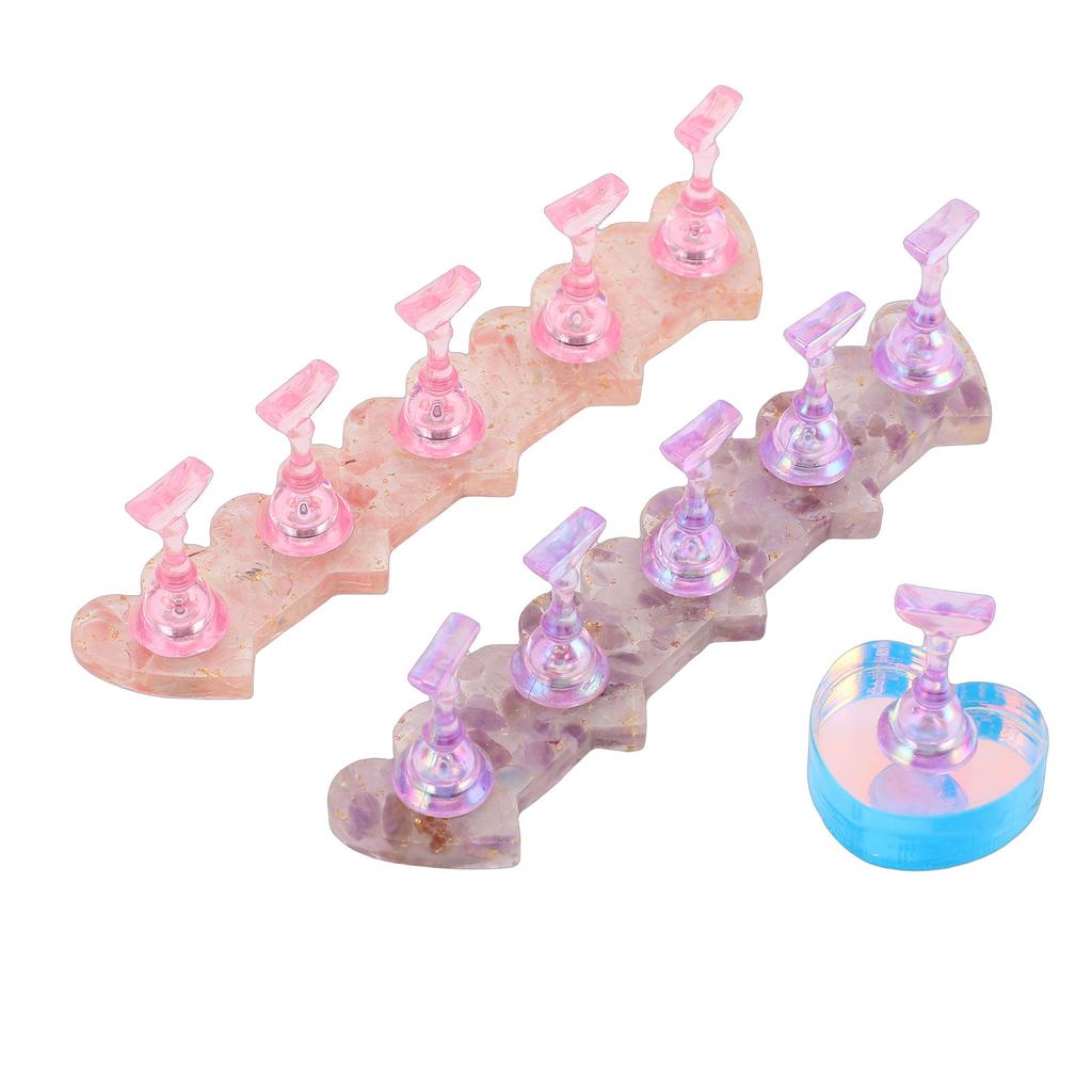 Magnetic Nail Stand Set Rotatable Heart Shape Press On Nails Tip Art Display Stand for DIY Manicure Salon with 48 Adhesive Putty