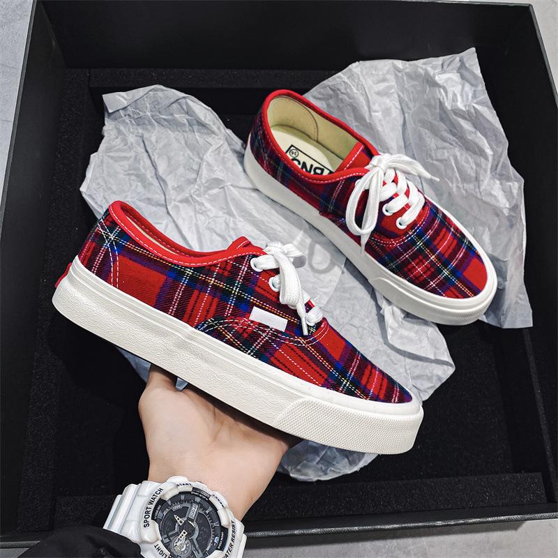 New Unisex Sneakers Ulzzang Canvas Shoes Retro Striped Plaid Casual Shoes Outdoor Sports skateboard Shoes Flats Vulcanized Shoes