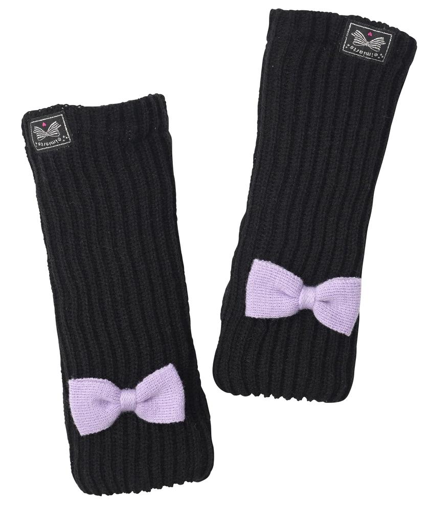 Arm Warmers for Gloves for Gloves for Cold Fleece Black Lavender [Arisana] Kids, Girls, Ribbon, Winter, Knit, Children, Protection, Lining, Fur,
