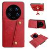 Vintage Leather Card Holder Phone Case for Xiaomi 14 Ultra Card Pockets Dual Snap Buttons Flip Wallet Shell