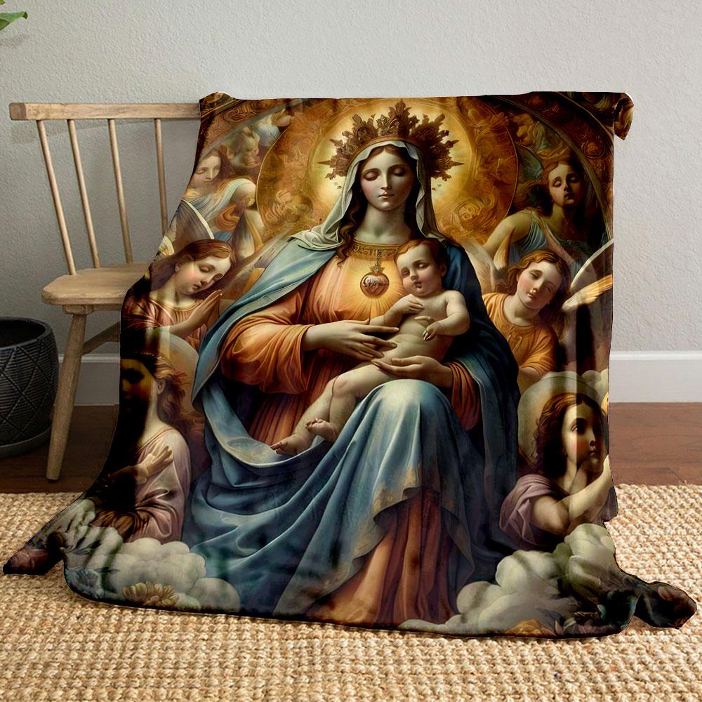 

Virgin Mary Baby Angels Printed Blanket Printed Blanket for Living Room Bed Couch lunch break Soft Cozy Blanket for Friend s festival Gift 80cm x 120cm