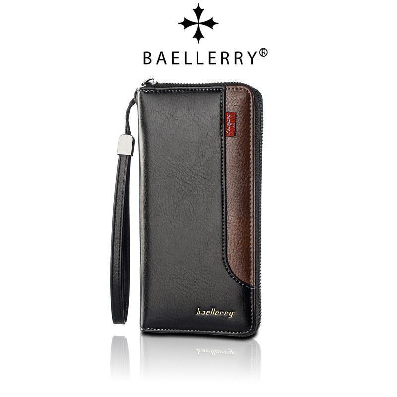 Baellerry Mode Homme Longs Portefeuilles Design Vintage Porte-Carte d'Identité Business Portefeuilles à Fermeture Éclair Portefeuilles Portefeuilles à Monnaie