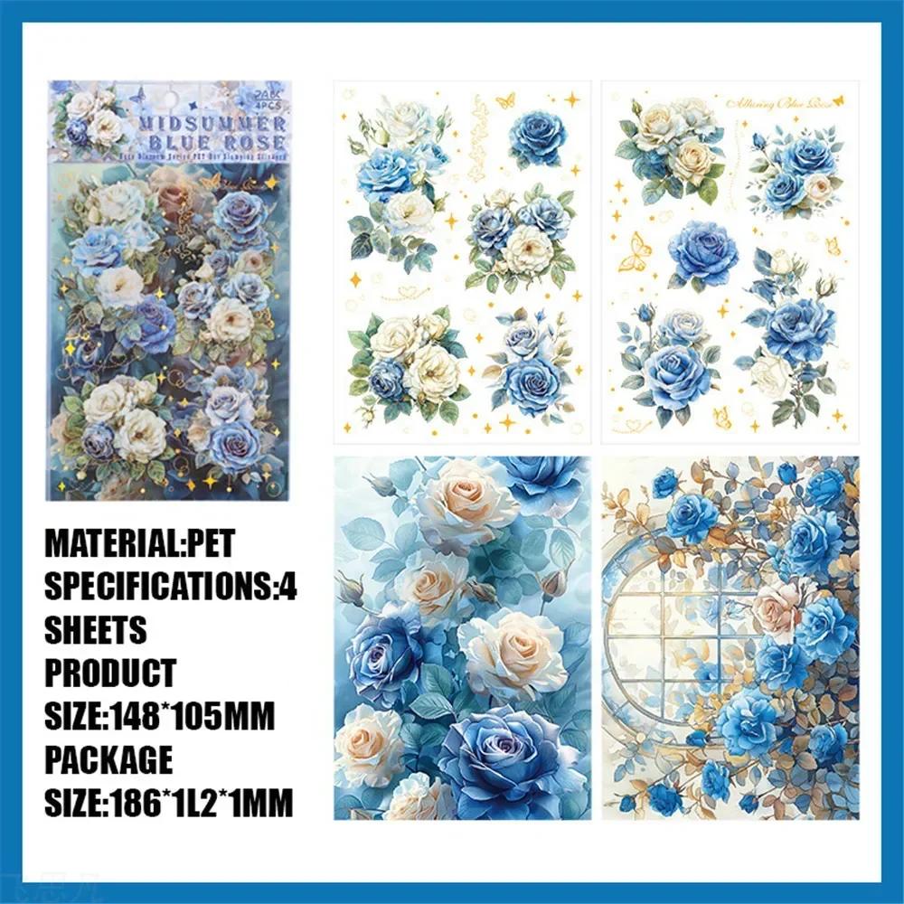 24pcs Colored Roses Stickers Girl Gift Scrapbooking Material For Thank You Stickers Craft Supplies Aesthetic