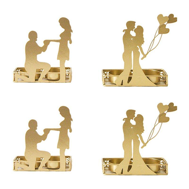 

AEE4-4Pcs Wedding Decoration Candle Holder Romantic Gift Centerpiece Table Decorations Heart Wedding Tealight-Candle Holders