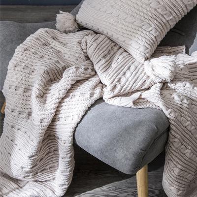 Ins Knitted Woolen Blanket Simple Shawl Casual Take Towel Model Room Pillow Pillowcase Cover Blanket