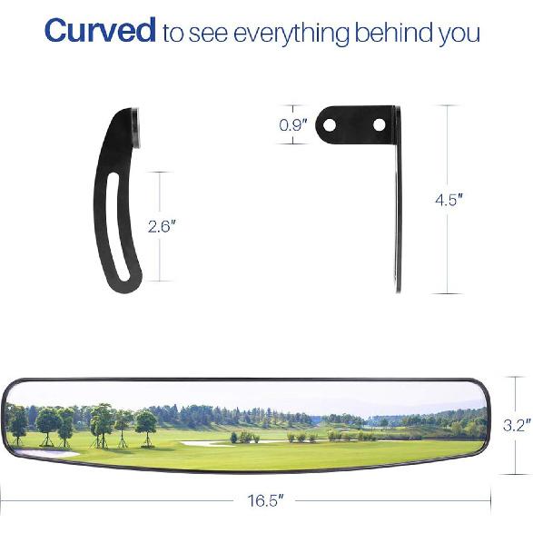 BETOOLL 16.5" Wide Rear View Convex Golf Cart Mirror For EZ Go, Club Car, Yamaha