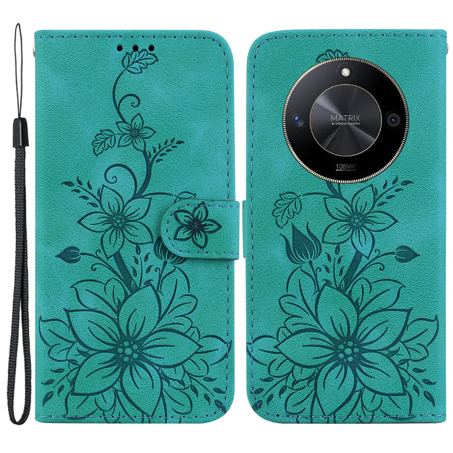 

For Honor X9b 5G/Magic6 Lite 5G Case Wallet Leather Cover Imprinted Flower Pattern B