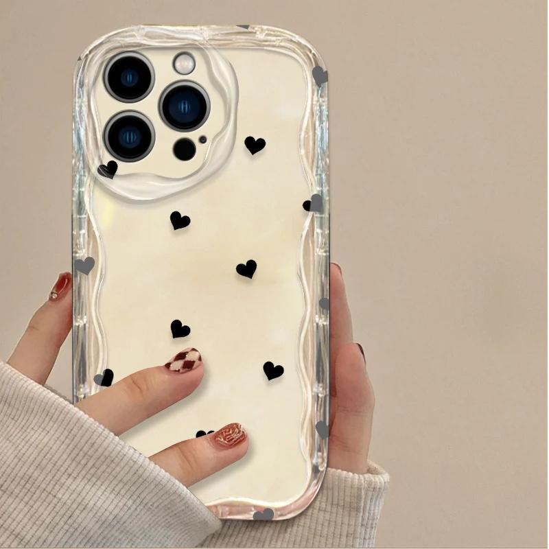 Case For Xiaomi Redmi 15 15C 14C 13C 12C 13 12 A5 Note 12 13 14 Pro Plus 5G 11S 10 11 Pro 4G Cute Simple Black Line Heart Cover