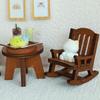 Mini Rocking Chair Ornament 1:12 Scale Premium Synthetic Wood Lightweight Miniature Furniture Fairy Garden Photography Props