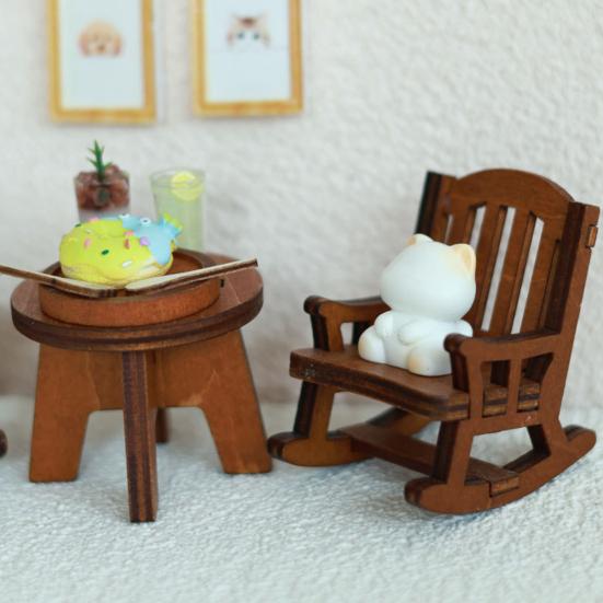 Mini Rocking Chair Ornament 1:12 Scale Premium Synthetic Wood Lightweight Miniature Furniture Fairy Garden Photography Props