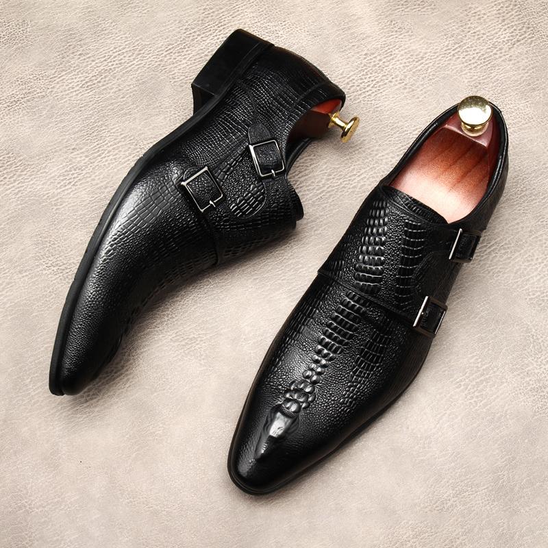 

Мужские туфли, остроносые в английском стиле, из коровьей кожи. Тисненый аллигатор, Смокинг, свадьба, размер 46 45 чёрный