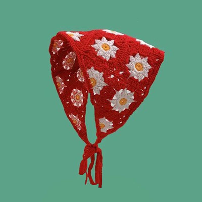 Süßes Niedliches Gestricktes Dreieck Stirnband Französischer Pastoralstil Stirnband Für Frauen Mädchen Kleine Blume Kopftuch Haaraccessoires