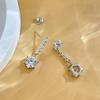 6.5mm Drop Dangle Moissanite Earrings S925 Sterling Silver Linear Chain Fine Jewelry For Women