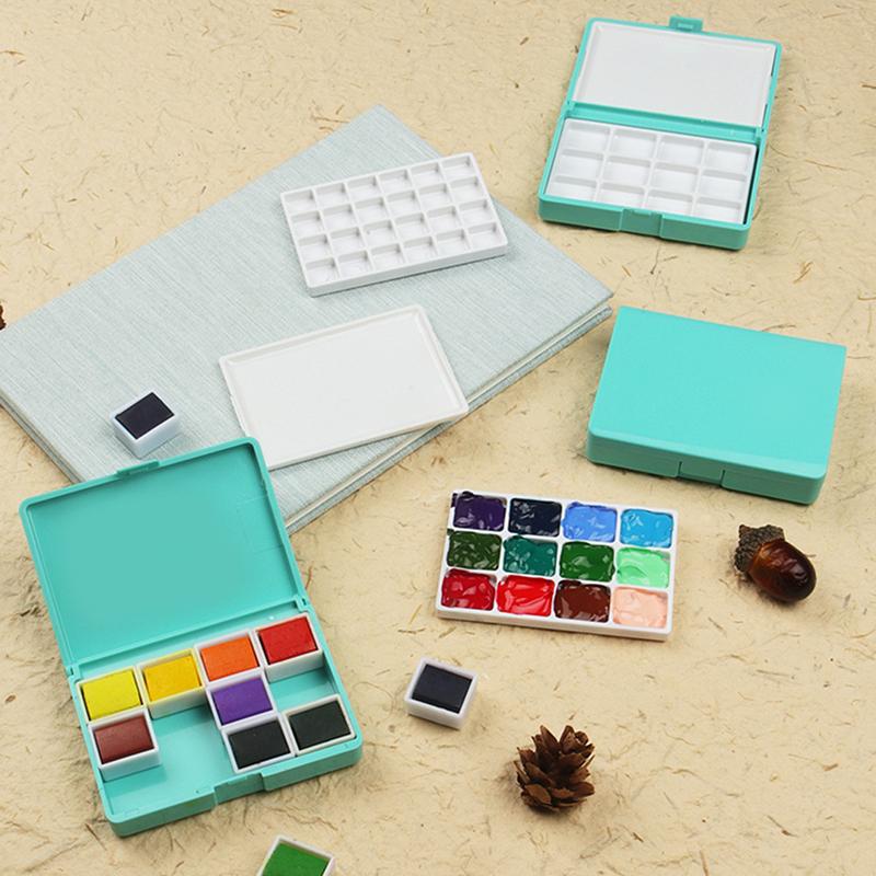 Seamiart Tragbarer Multifunktions-Malkasten aus Kunststoff, leere Aquarellpalette, Unterpaket für Aquarellfarben, Öl-, Acryl- und Gouachefarben