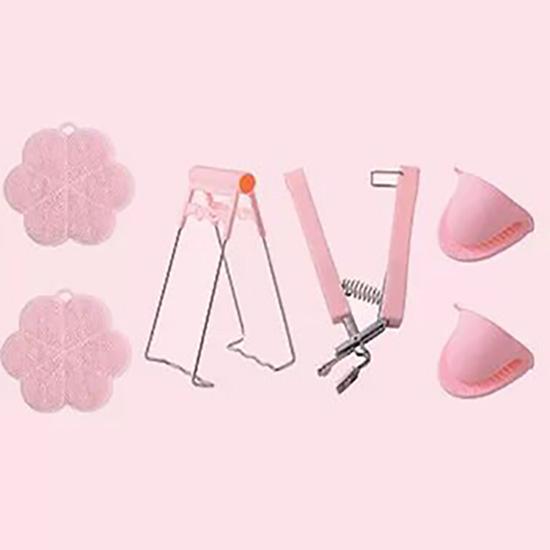 Зажим из шести частей из нержавеющей стали, защищающий от ожогов розовый