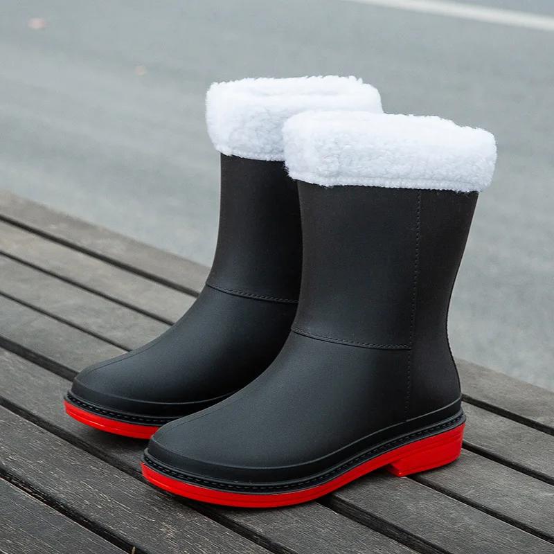 2025 Rubber Women Rain Boots PVC Waterproof Women Shoes Non-Slip Women Water Shoes Outdoor Women Boots Zapatos Impermeable Mujer