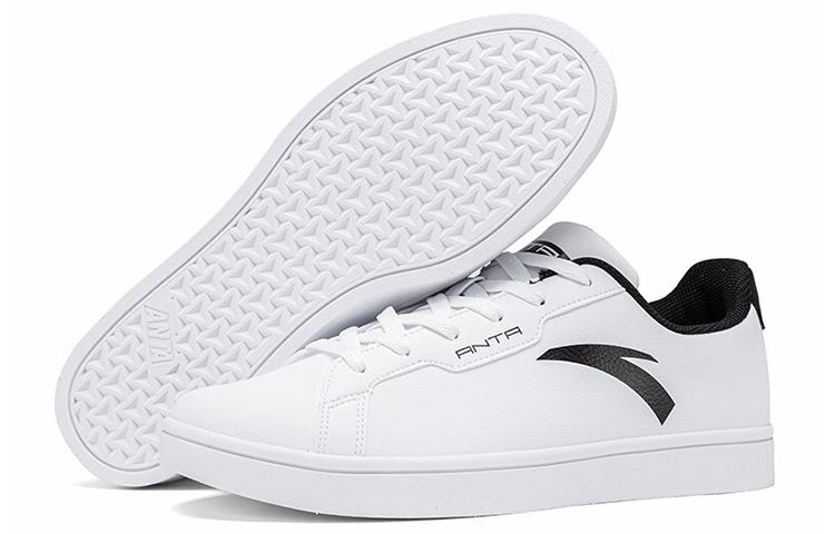 Men's Sneakers Anta Synthetic Leather Slip Resistant Abrasion Resistant Low top Skateboard Shoes Men's White