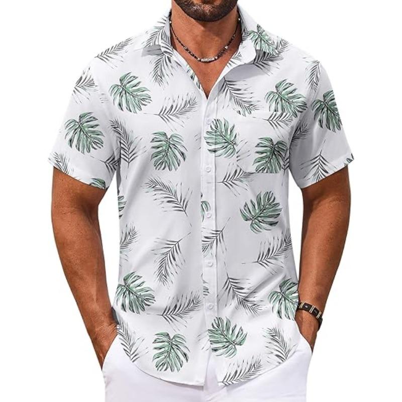 Men's Hawaiian Shirt Short Sleeved Casual Button Up Tropical Summer Beach Aloha Shirt