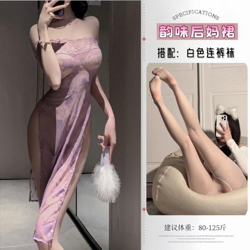 Sex underwear dress sexy passion no temptation purple cheongsam pure desire underwear pajama set qqny women