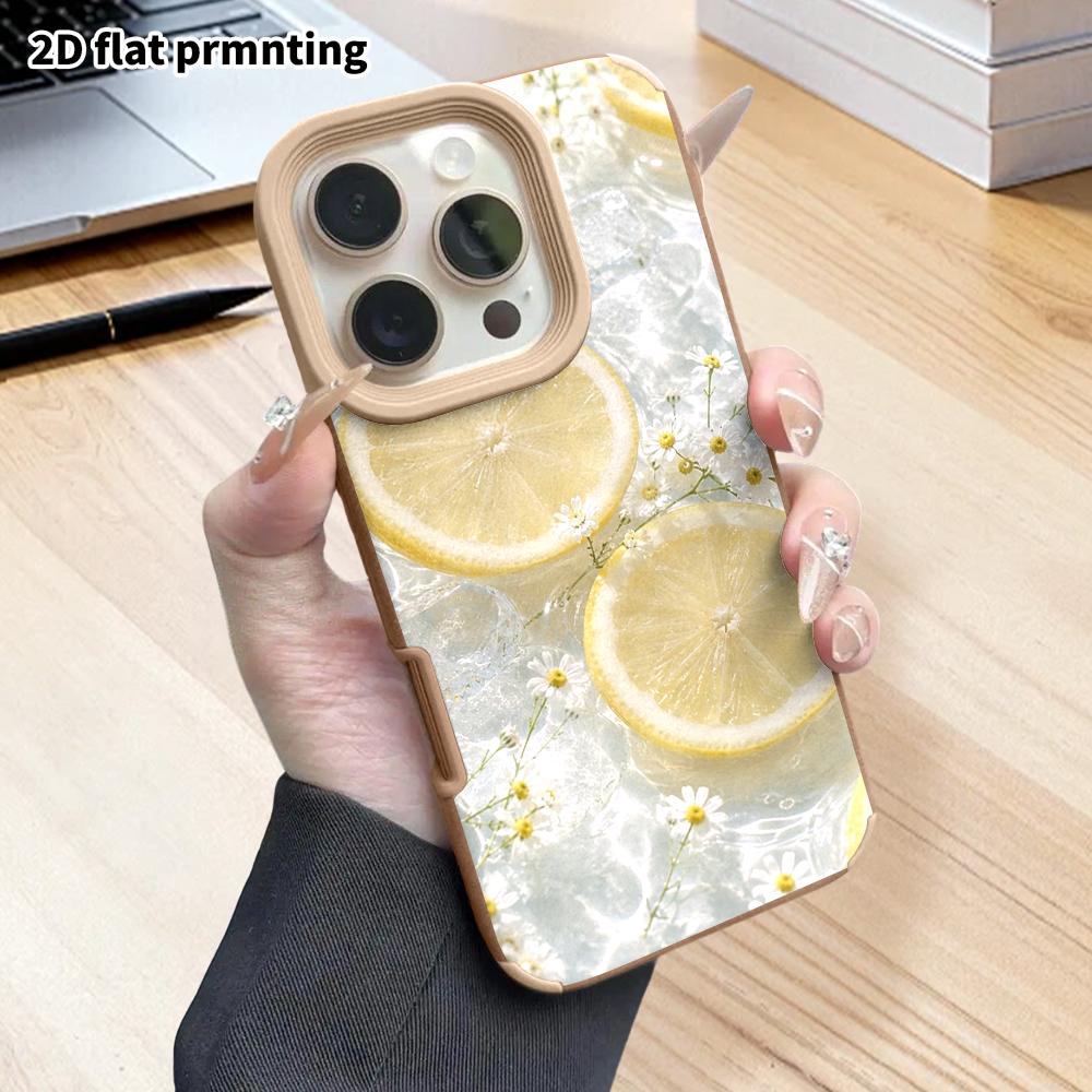 Phone Case: 2D flat lambskin suitable for iPhone 18 17 16 15 14 13Pro film protective case, lemon daisy, Christmas and Halloween gifts