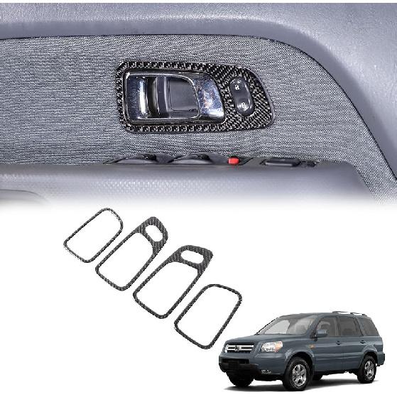 Защитная накладка на внутреннюю ручку двери, совместимая с Honda Pilot 2003-2008 гг. Мягкие наклейки на внутреннюю ручку двери из углеродного волокна, защищающие от царапин