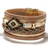 Bohemian style new jewelry Eyes, rice beads, hand woven leather bracelets, women's simple jewelry