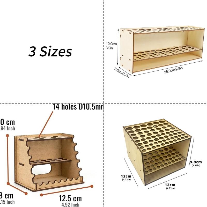 Sturdy Wooden Desk Accessory 71/14/67 Holes Pencil Hold For Office School Home Art Studio Organization