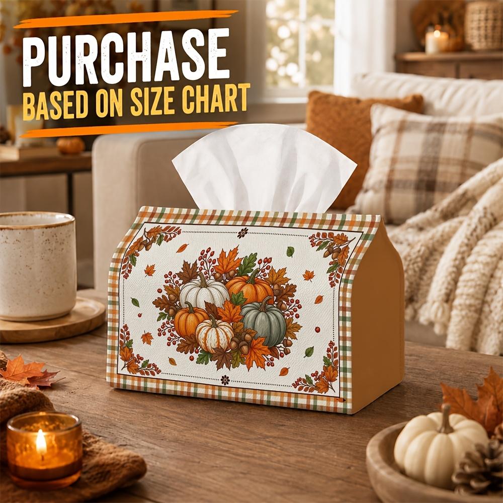 1pc Fall-Themed Tissue Box Holder with Pumpkin Berry Decor - Multifunctional Suitable for for Home, Car, Picnic - Compact Tissue Storage Box for Autum