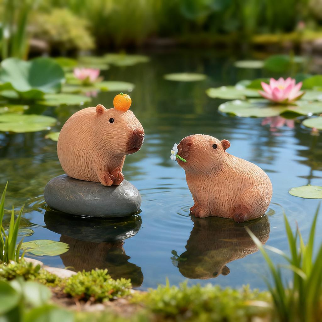 Simulation 7pcs/Set Capybara Figure Toy Mini Figurine Desktop Decoration Model Ornaments Doll Garden Home Desktop Decoration