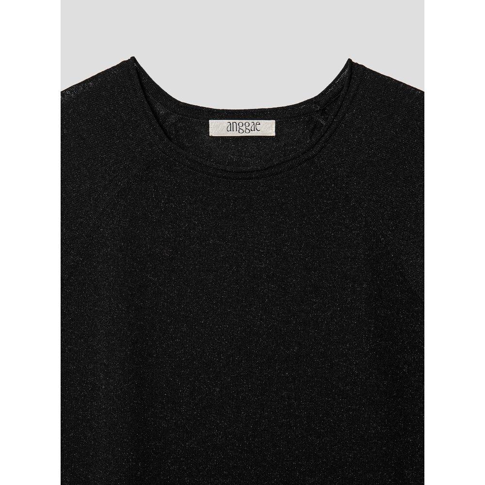 Anggae Basic Fine Knit T-Shirt Black