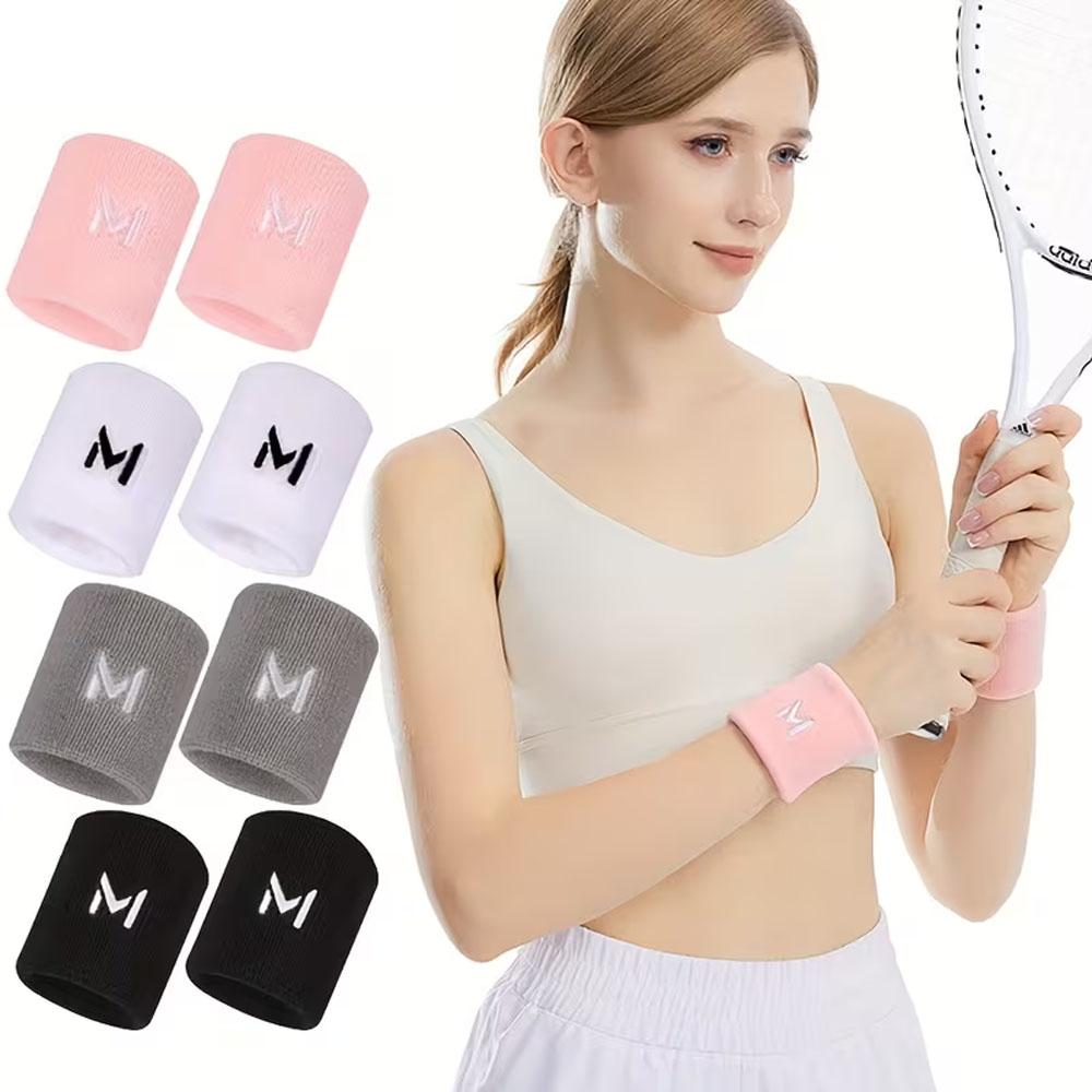 2pcs Sports Wristbands, Sweat-Absorbent and Breathable, for Men and Women, Fitness and Basketball Wrist Sleeves