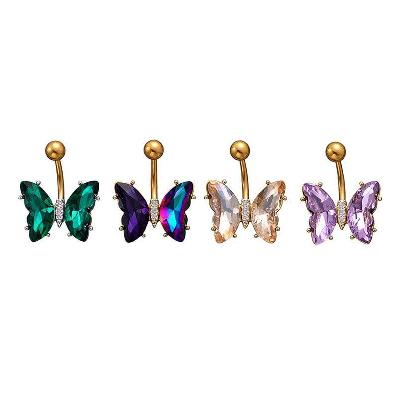 Stainless Steel Butterfly Belly Button Ring Navel Piercing Ring For Women Girls Sexy Belly Piercing Ring Body Jewelry