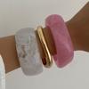 Bracciale Ampio Viso in Acrilico Trama Sfumata alla Moda da Donna, Bracciale Geometrico Irregolare Personalizzato in Resina