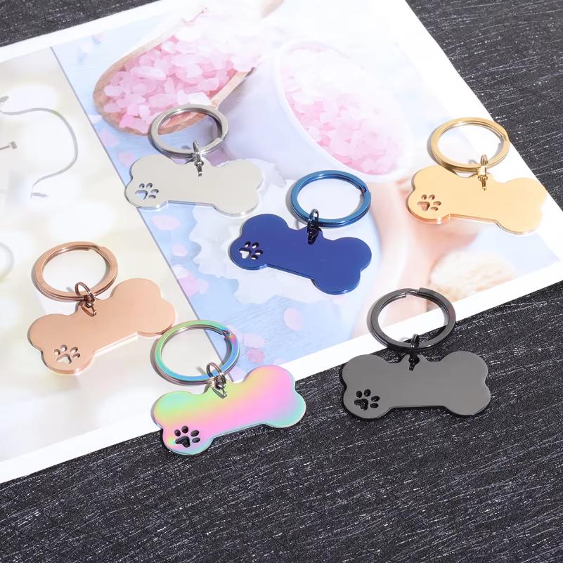 Custom Text Dog Tags Personalized Name Dog Cat ID Tag Bone Shaped Pendant Laser Engraving Address Number Customized Pets ID Tag